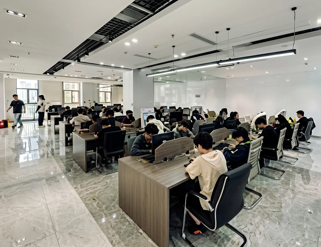 The Bearhug design and administration office with the product team at work