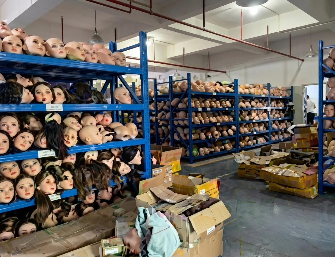 Material warehouse shelving holding components ready for assembly