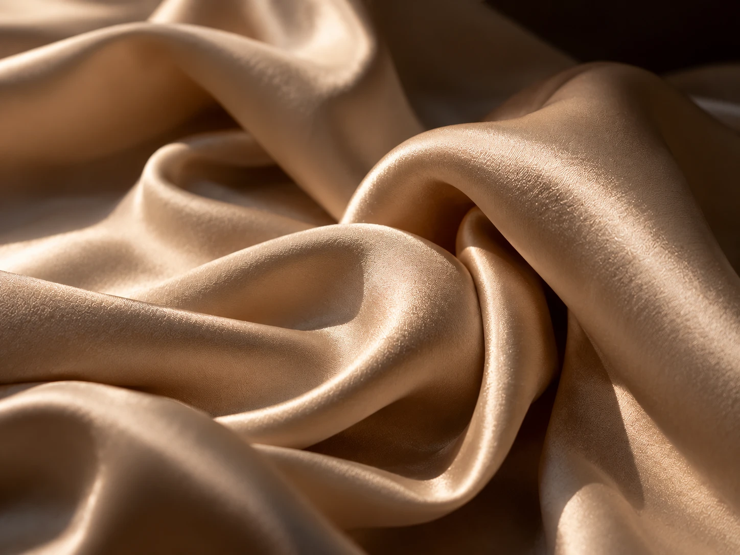 Close detail of bone silk charmeuse in soft folds